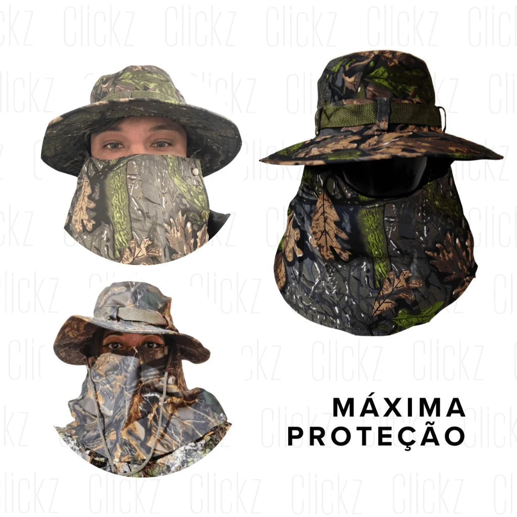 Chapéu Para Pesca com Proteção Premium Canavieiro Camuflado