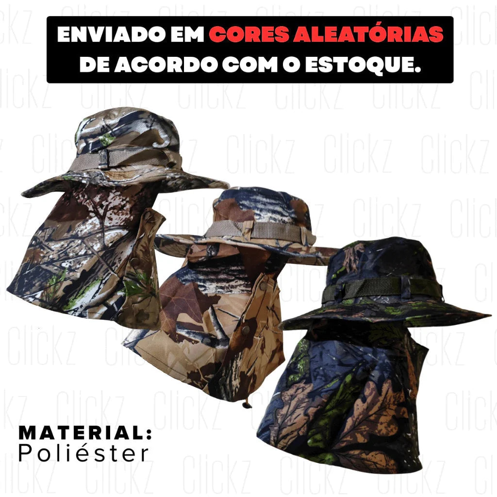 Chapéu Para Pesca com Proteção Premium Canavieiro Camuflado