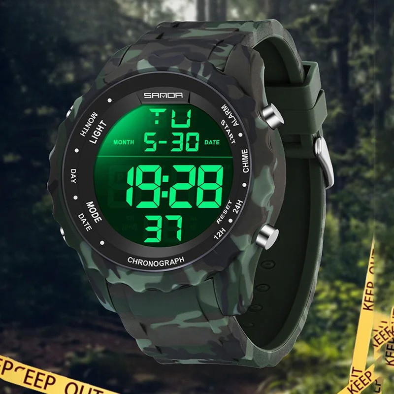 Relógio Militar Camuflado Digital  Sanda à Prova d'Água