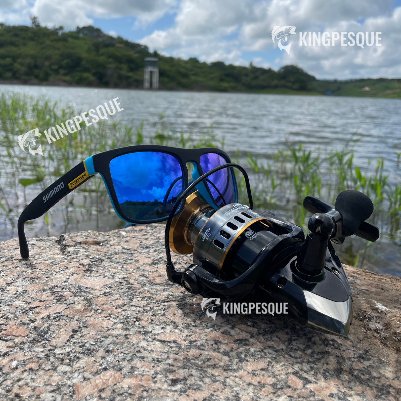 Molinete Shimano Drag de Até 15kg Com 19 Rolamentos Sistema de Rotação Super Suave + Com Óculos De Sol Polarizado Grátis