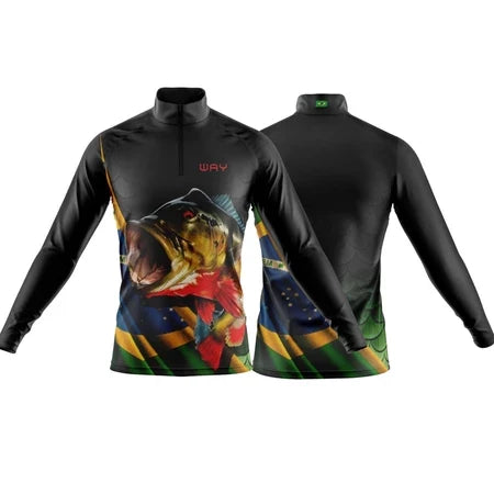 Camisa Pesca Térmica Respirável Masculina Manga Longa Proteção UV
