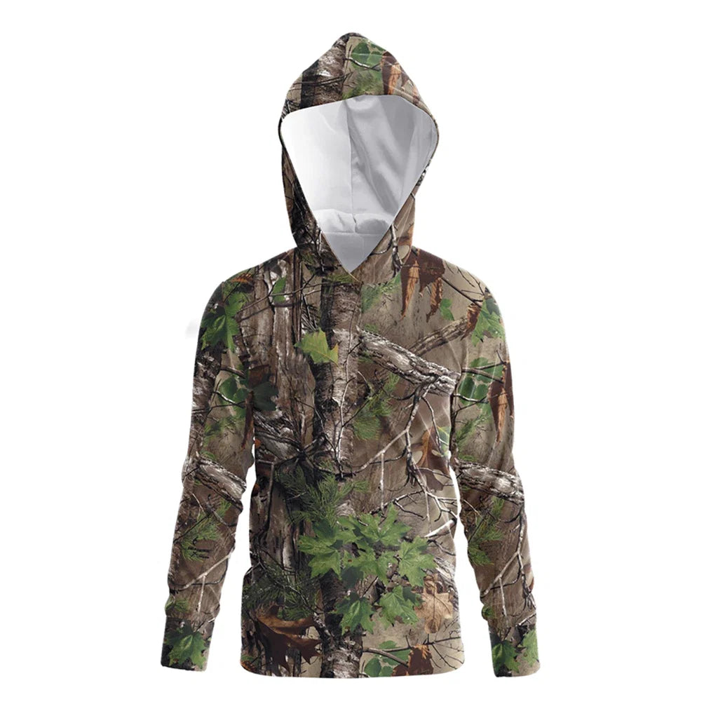 Camisa Camuflada Manga Longa Com Capuz