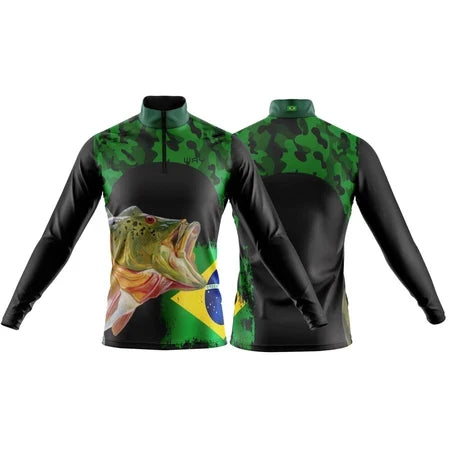 Camisa Pesca Térmica Respirável Masculina Manga Longa Proteção UV