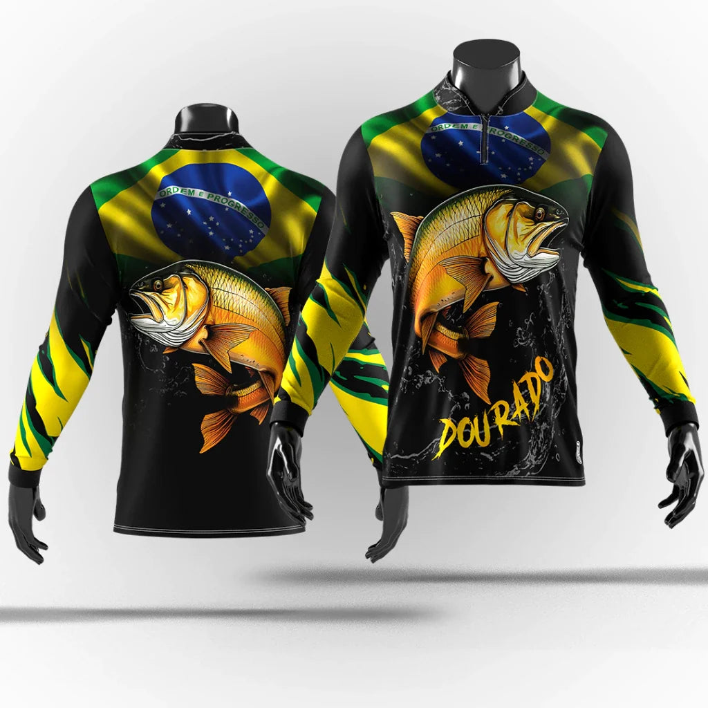 Camisa de Pesca UV50+ Dry Fit com Zíper – Tucunaré e Dourado
