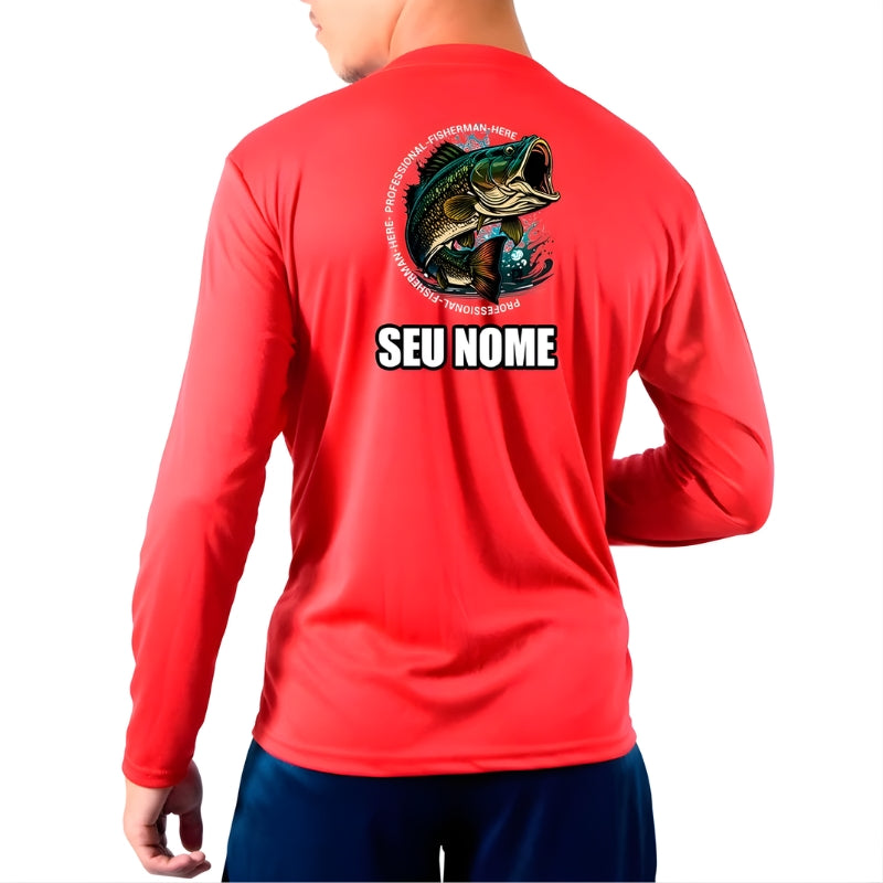 Camiseta De Pesca Masculina Tucunaré Com Seu Nome Personalizado