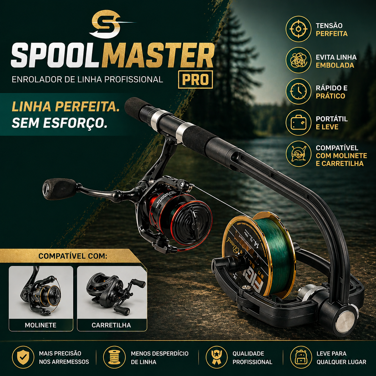 Fisgada Spooler Pro - Sua linha pronta em segundos.