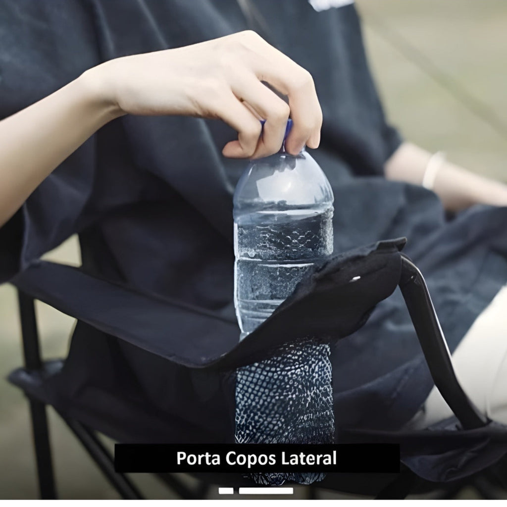 Cadeira Dobrável Com Porta Copos Pesca Praia Acampamento