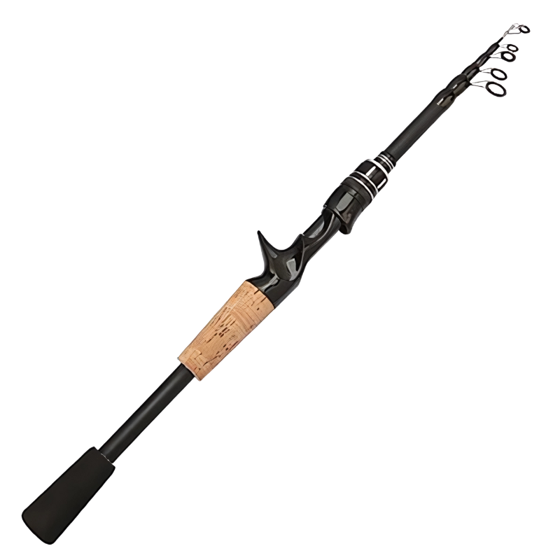 Vara de Pesca Telescópica Kingpesque de Carbono 1.5m a 2.4m - Leve e Compacta