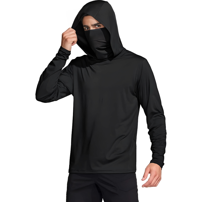 Camisa Masculina Com Capuz UPF 50+ Manga Longa para Pesca