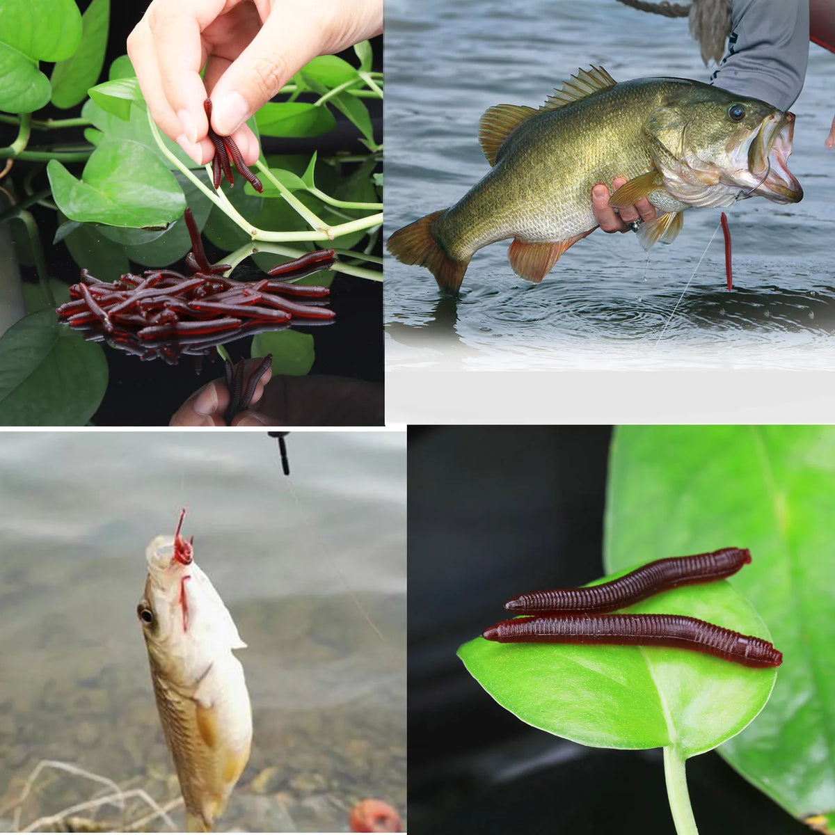 Iscas de Pesca Sougayilang Minhoca Realista 50 - 200 Unidades