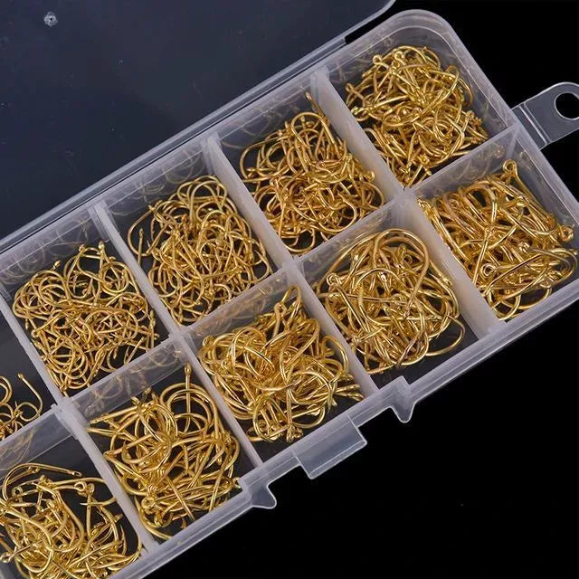 Kit Anzol De Pesca 600 Anzóis Chinu nos Tamanhos 3 ao 12 com Estojo de Armazenamento