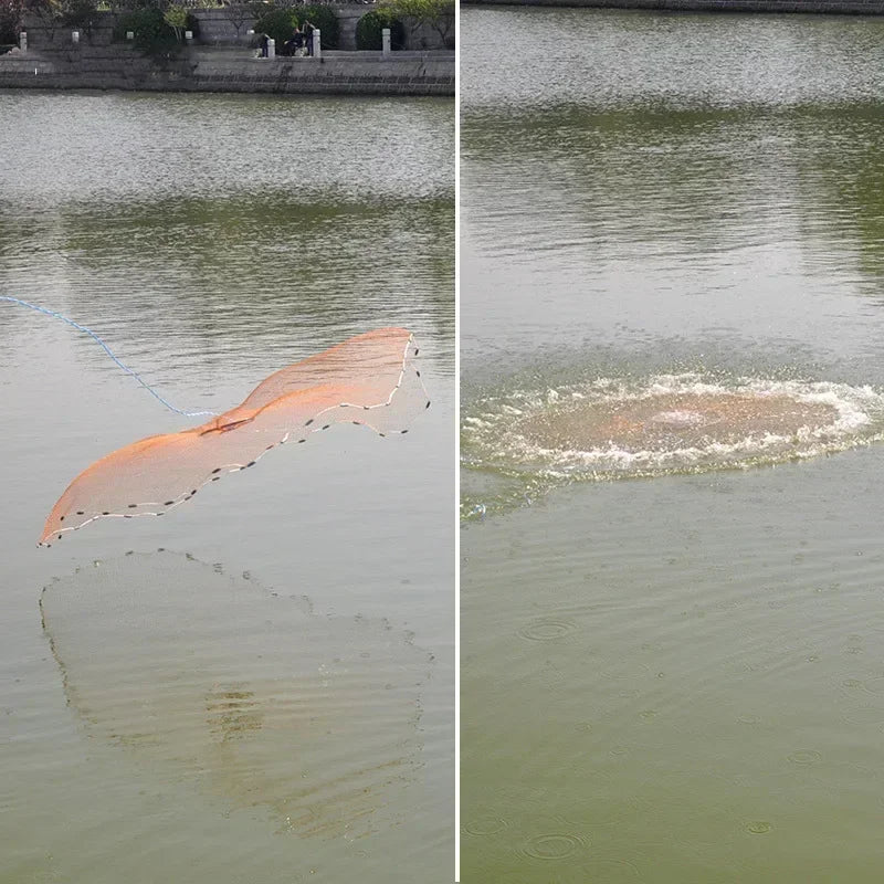 Tarrafa de Pesca Lawaia com Anel Azul e Linha Trançada