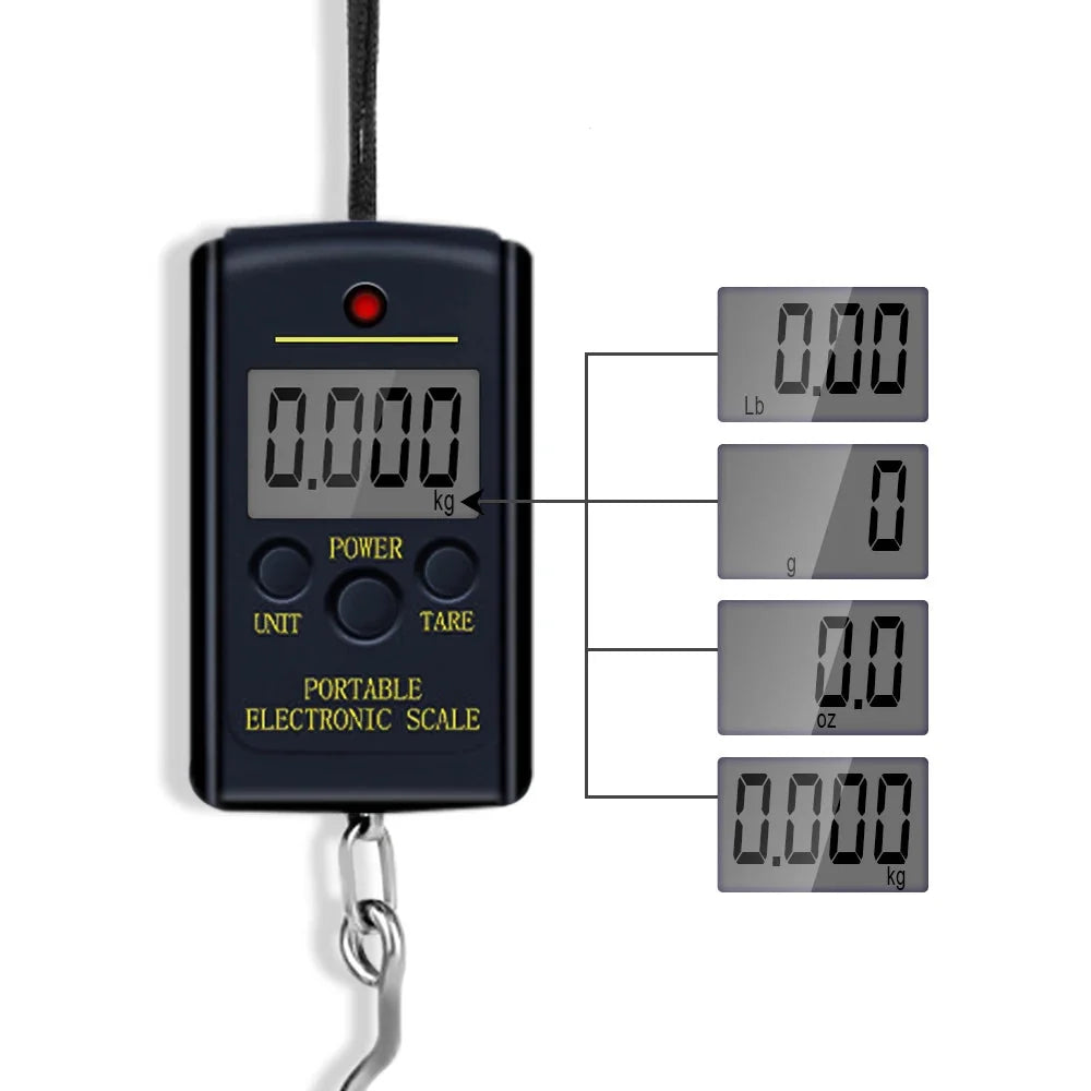 Balança Digital Portátil 40kg x 10g LCD Multiuso Pesca