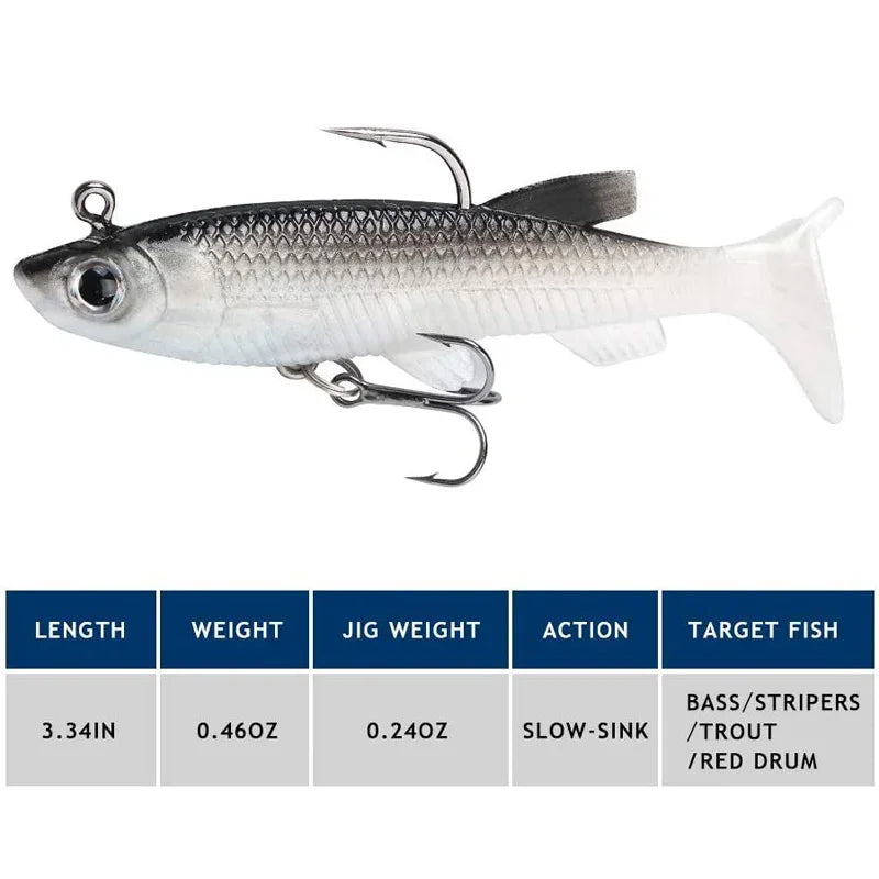 Kit Isca Artificial Soft Fishing 8cm 5 Unidades Com Ganchos