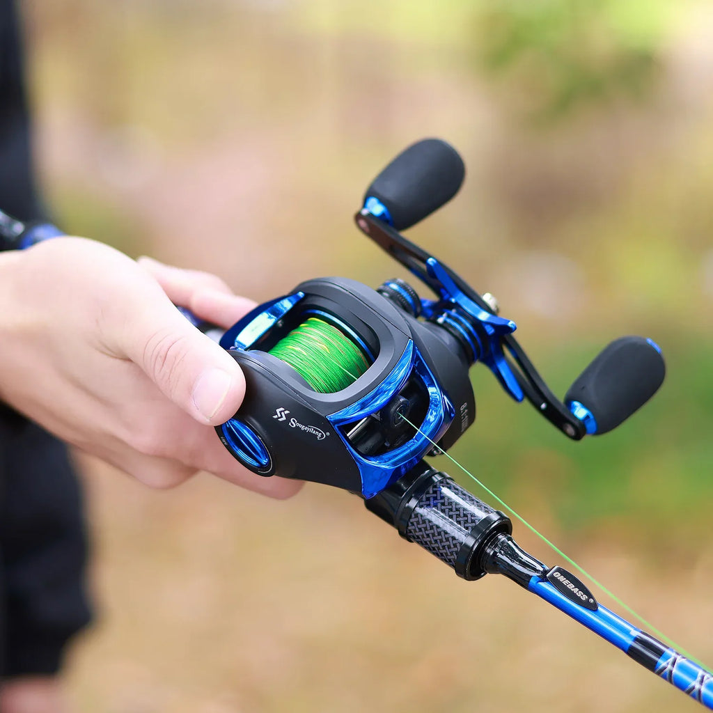 Kit De Pesca Sougayilang Vara 1.8m-2.1m Com 22lbs Fibra De Carbono Carretilha Drag 10kg 8.1:1