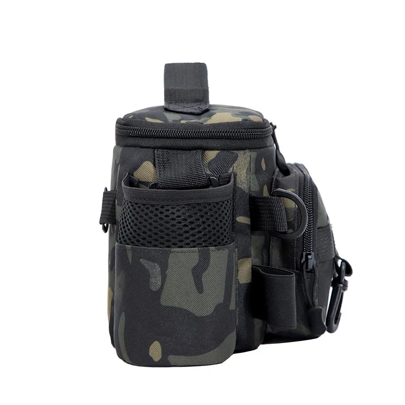 Bolsa Tática de Pesca Multifuncional – Resistente, Impermeável e Anticorrosiva