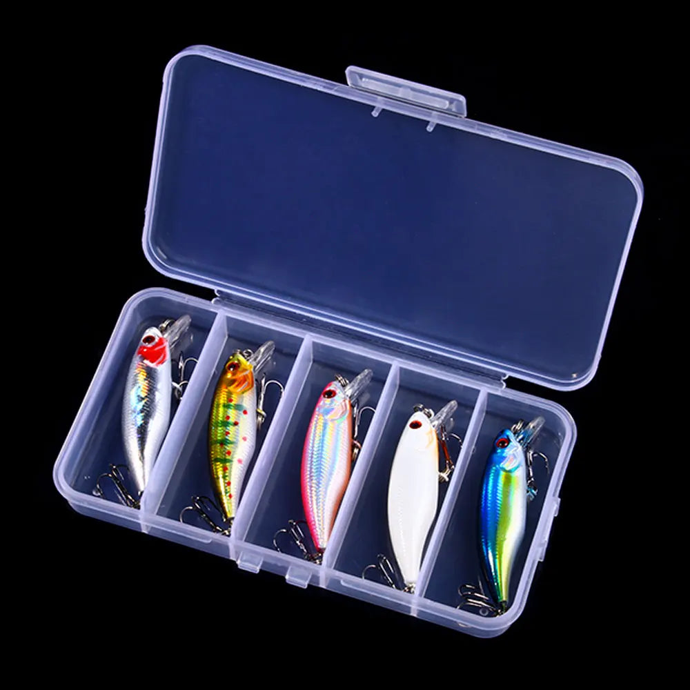 Conjunto Isca de Pesca Minnow 5 Peças com Ganchos Agudos