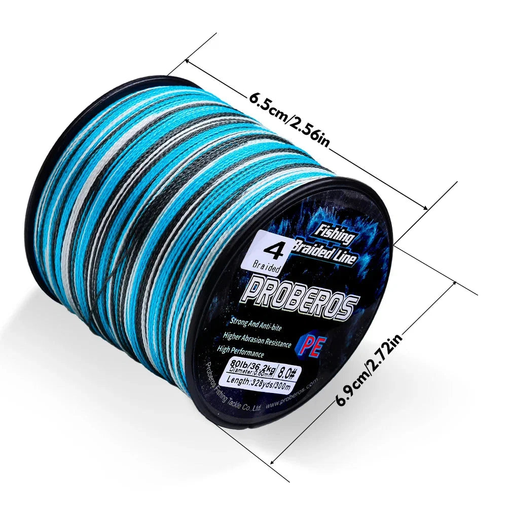 Linha de Pesca Multifilamento Proberos 300M Multicolor 6LB Até 80LB