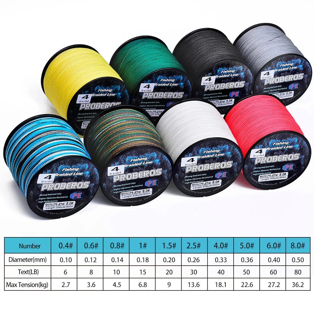 Linha de Pesca Multifilamento Proberos 300M Multicolor 6LB Até 80LB