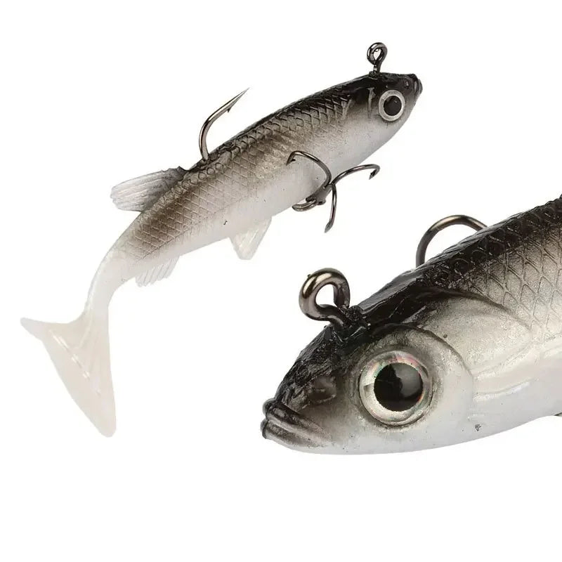 Kit Isca Artificial Soft Fishing 8cm 5 Unidades Com Ganchos