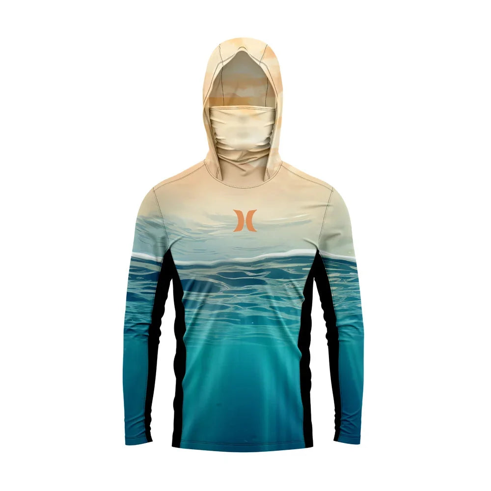 Camisa Masculina Com Capuz UPF 50+ Manga Longa para Pesca
