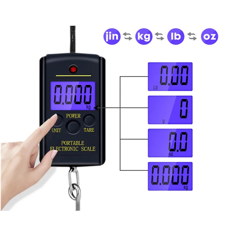 Balança Digital Portátil 40kg x 10g LCD Multiuso Pesca