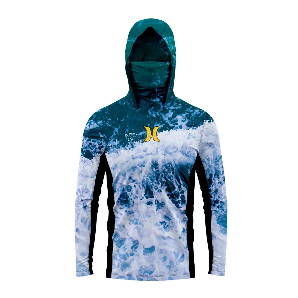 Camisa Masculina Com Capuz UPF 50+ Manga Longa para Pesca