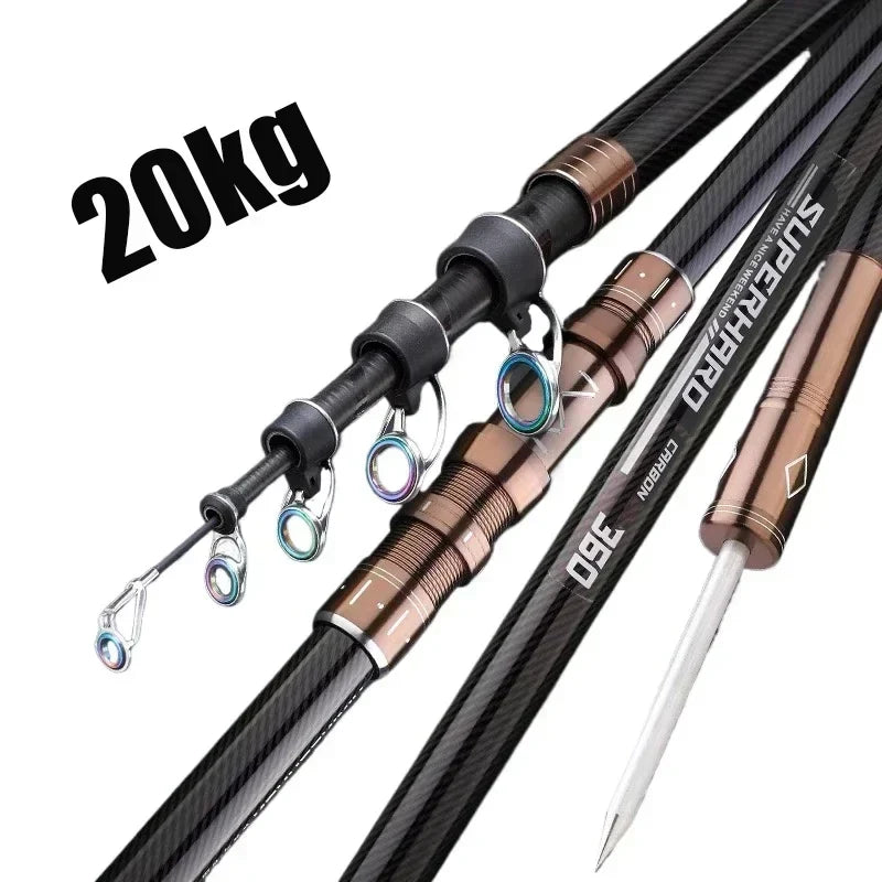 Vara de Pesca Telescópica de Carbono para Grandes Capturas - 20kg de Força