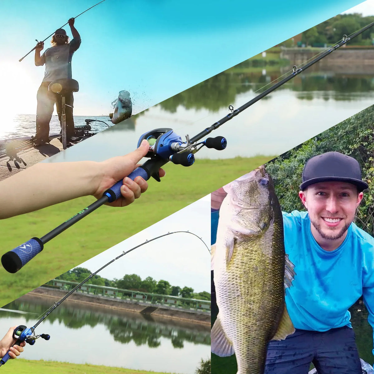 Kit De Pesca Sougayilang Vara 1.8m-2.1m Com 22lbs Fibra De Carbono Carretilha Drag 10kg 8.1:1
