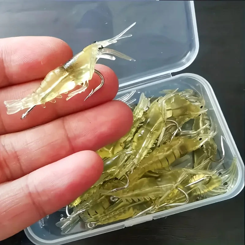 Conjunto de Iscas de Camarão Luminosas com Gancho Afiado