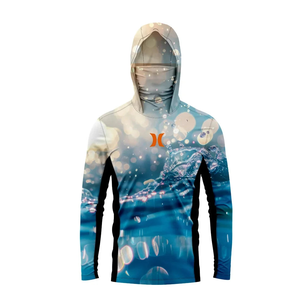 Camisa Masculina Com Capuz UPF 50+ Manga Longa para Pesca