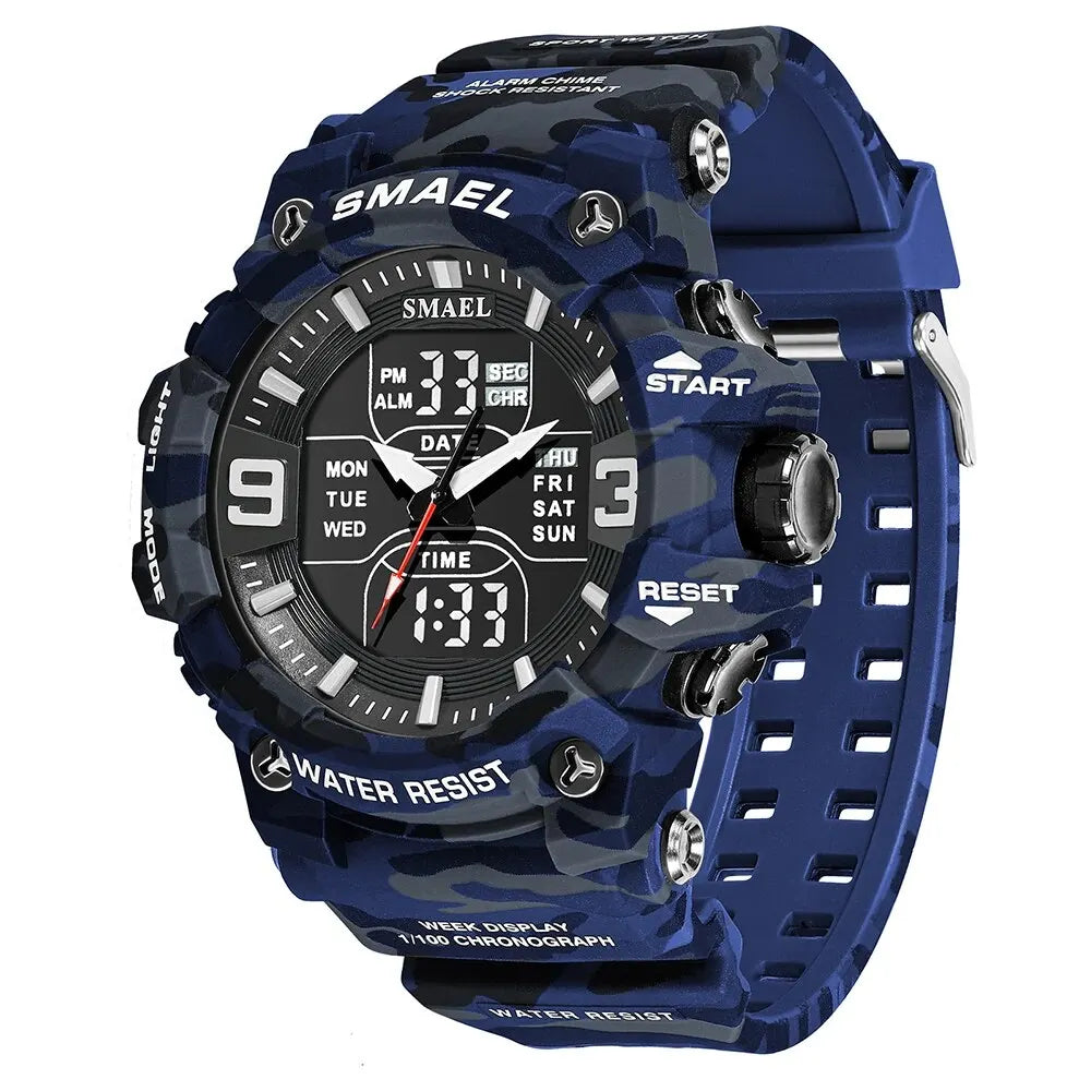 Relógio Masculino Militar Smael Camuflagem Dual Display
