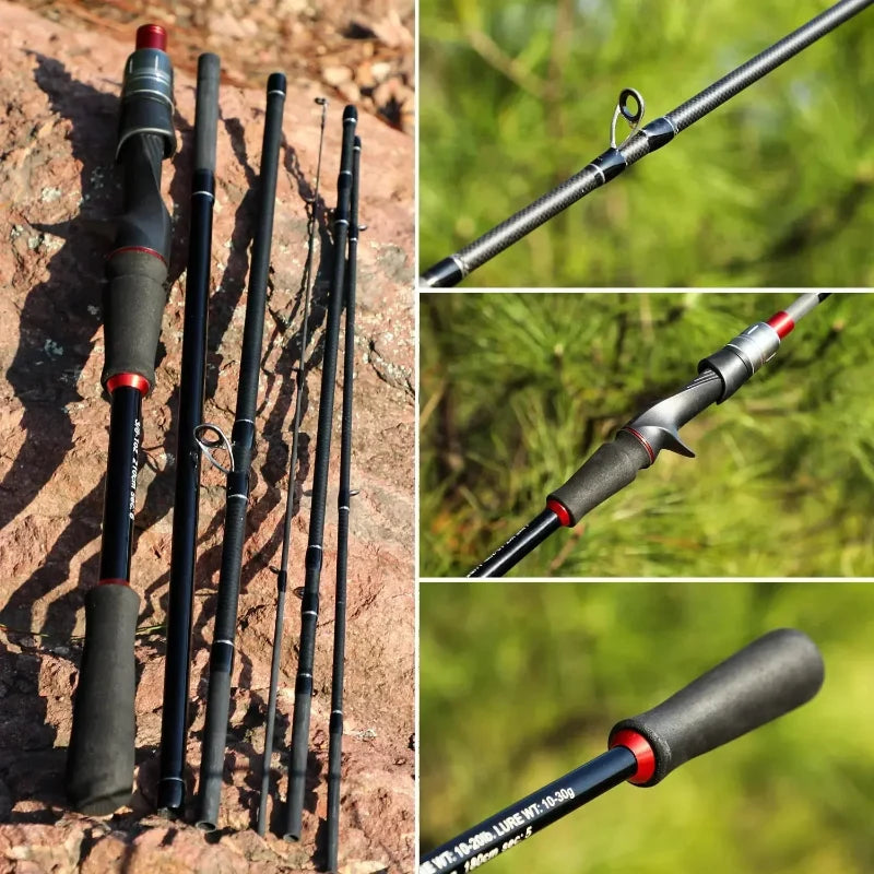 Kit De Pesca Sougayilang Vara Fibra De Carbono Carretilha Drag 8kg Brinde Linha
