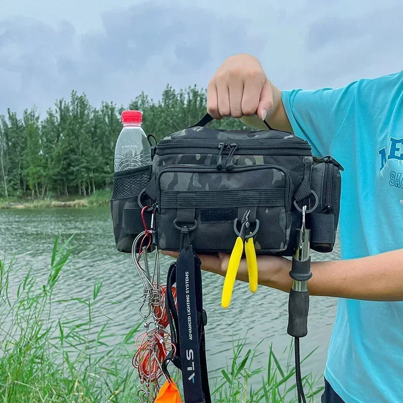 Bolsa Tática de Pesca Multifuncional – Resistente, Impermeável e Anticorrosiva