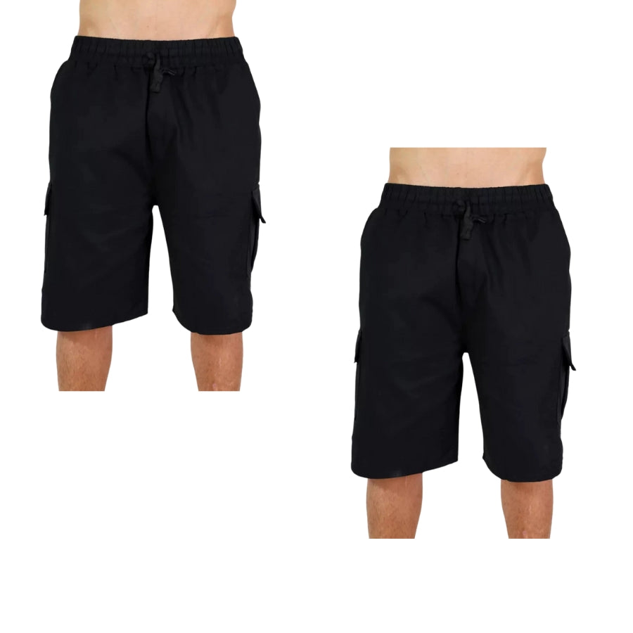 Kit 2 Short Militar Masculino de Sarja Bolsos Frontais e Traseiros