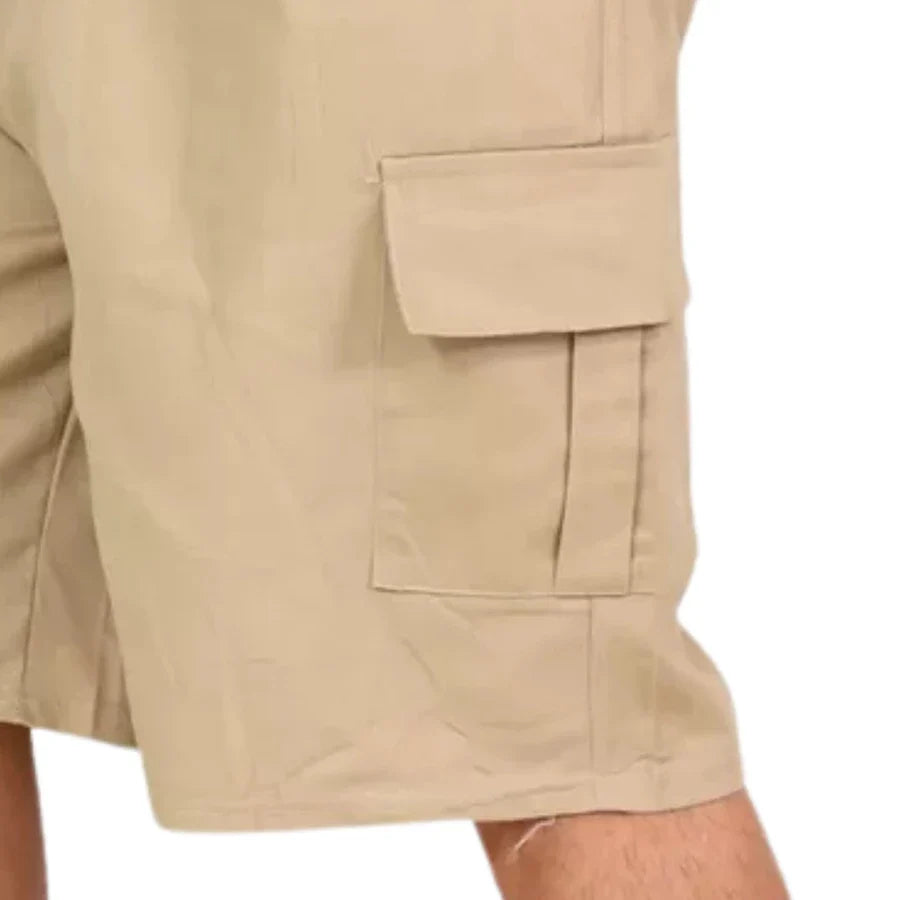 Kit 2 Short Militar Masculino de Sarja Bolsos Frontais e Traseiros