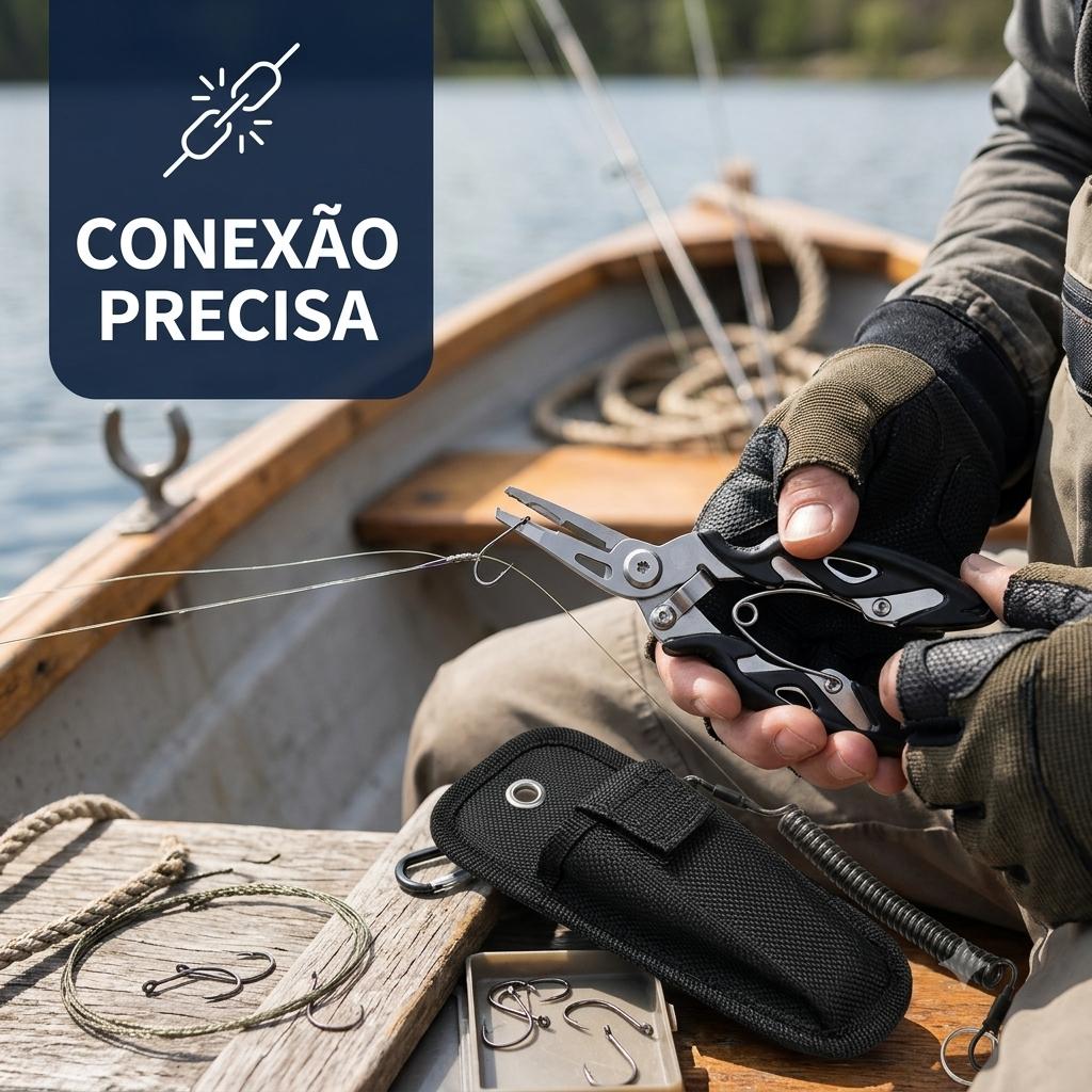 Kit De Pesca Com 105 Peças Alicate Multifuncional Pega Peixe Anzóis E Acessórios