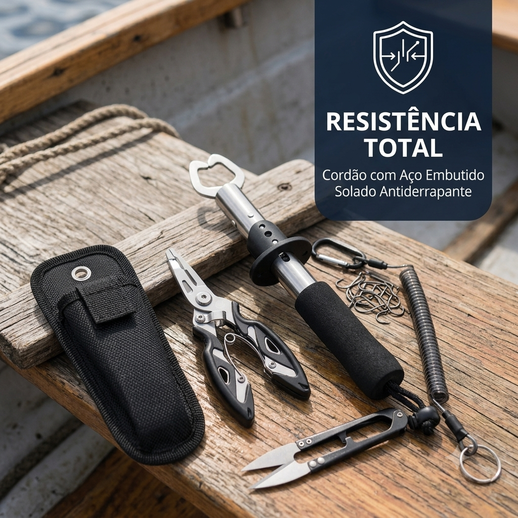 Kit De Pesca Com 105 Peças Alicate Multifuncional Pega Peixe Anzóis E Acessórios