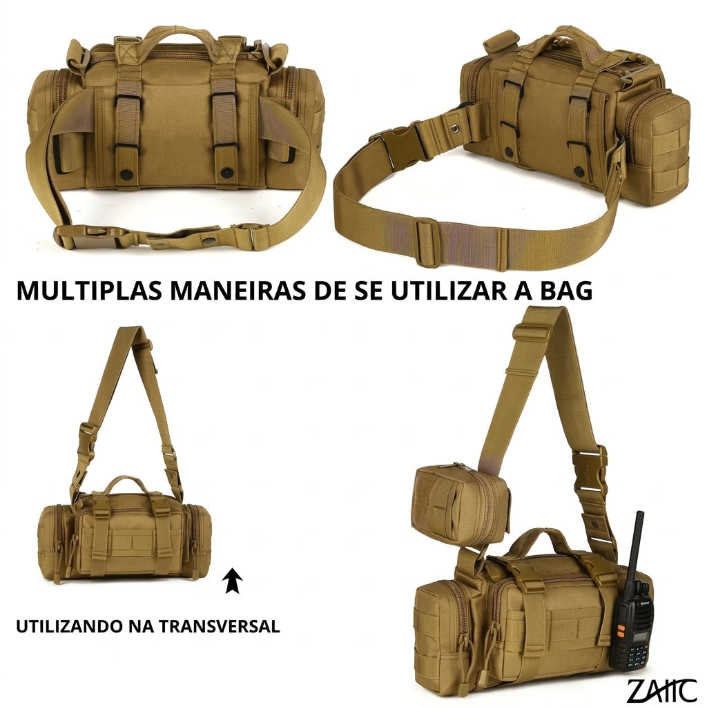 Bolsa Transversal Tática Militar Oxford 600D – Pochete de Ombro Shoulder Bag