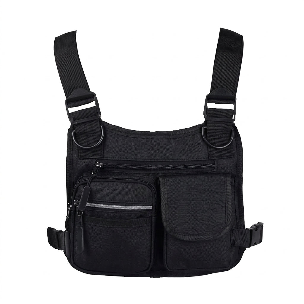 Bolsa Peitoral Masculina Impermeável Chest Bag Tática Esportiva Multibolsos