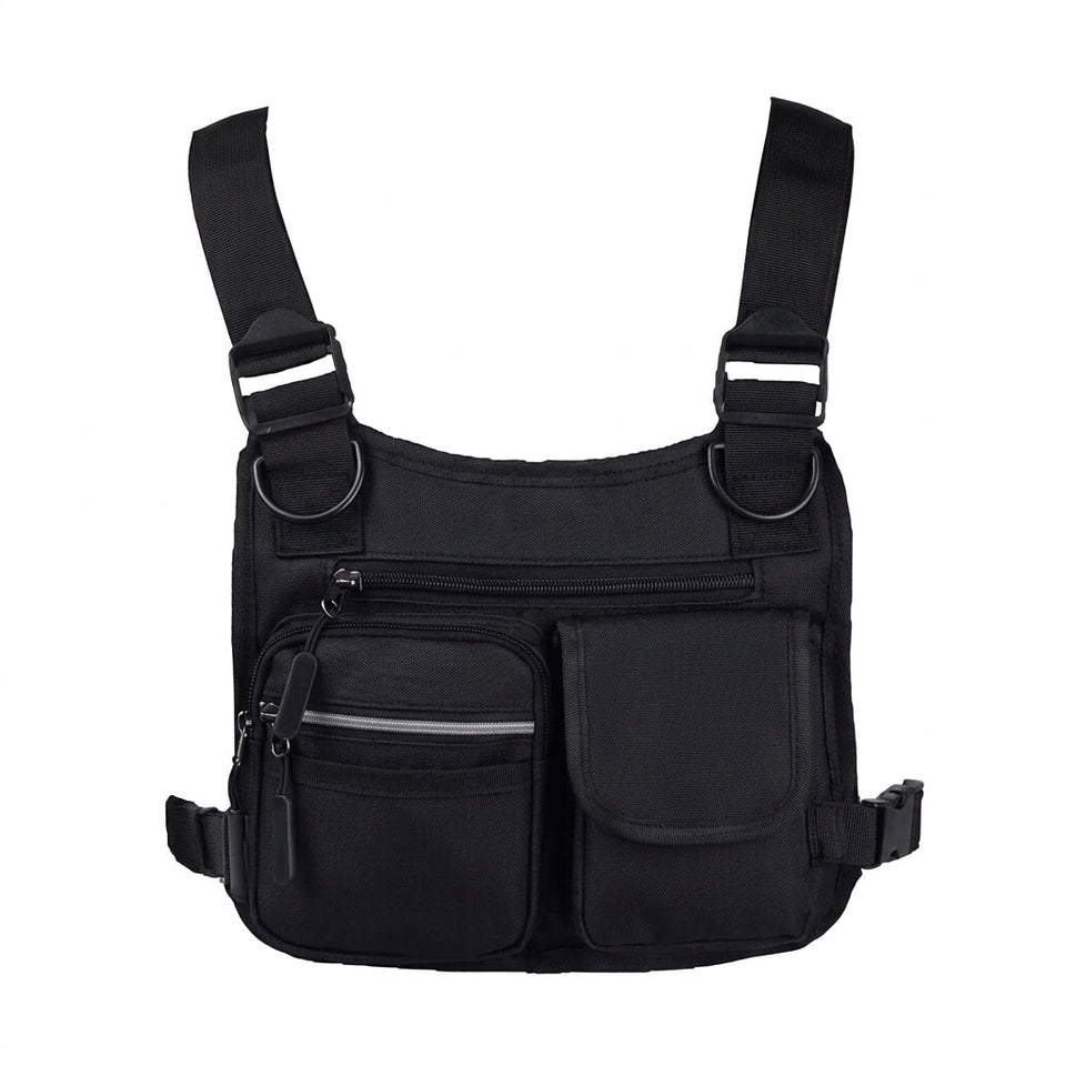 Bolsa Peitoral Masculina Impermeável Chest Bag Tática Esportiva Multibolsos