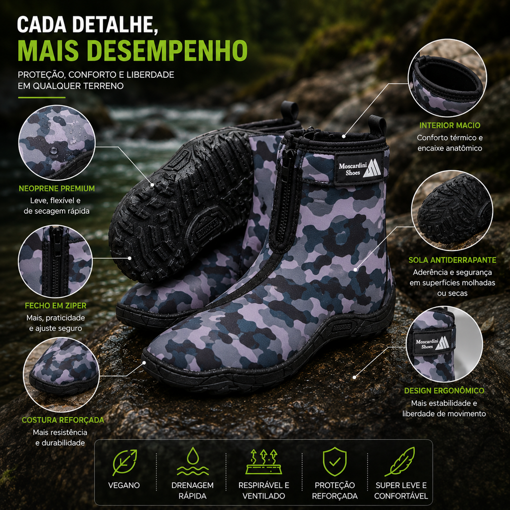 Bota Aquática De Neoprene Antiderrapante Para Praia, Trilha, Pesca E Esportes