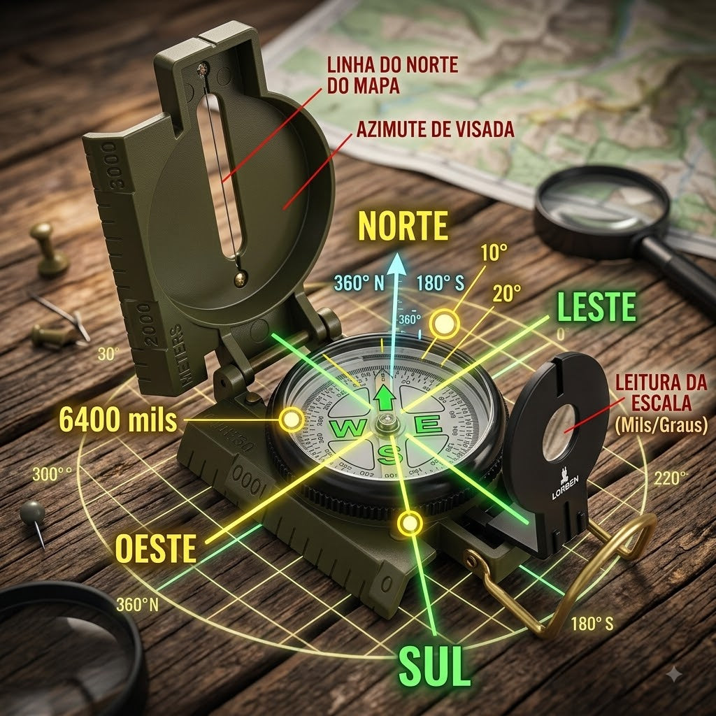 Bússola Tática Militar De Precisão Em Metal Com Mostrador Luminous