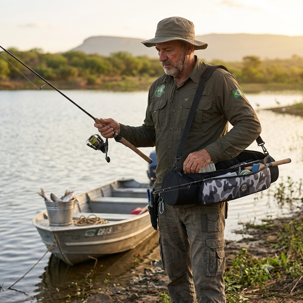 Bolsa Porta Vara De Pesca 1,80 Metros Com Alça Reforçada E Bolsos Laterais