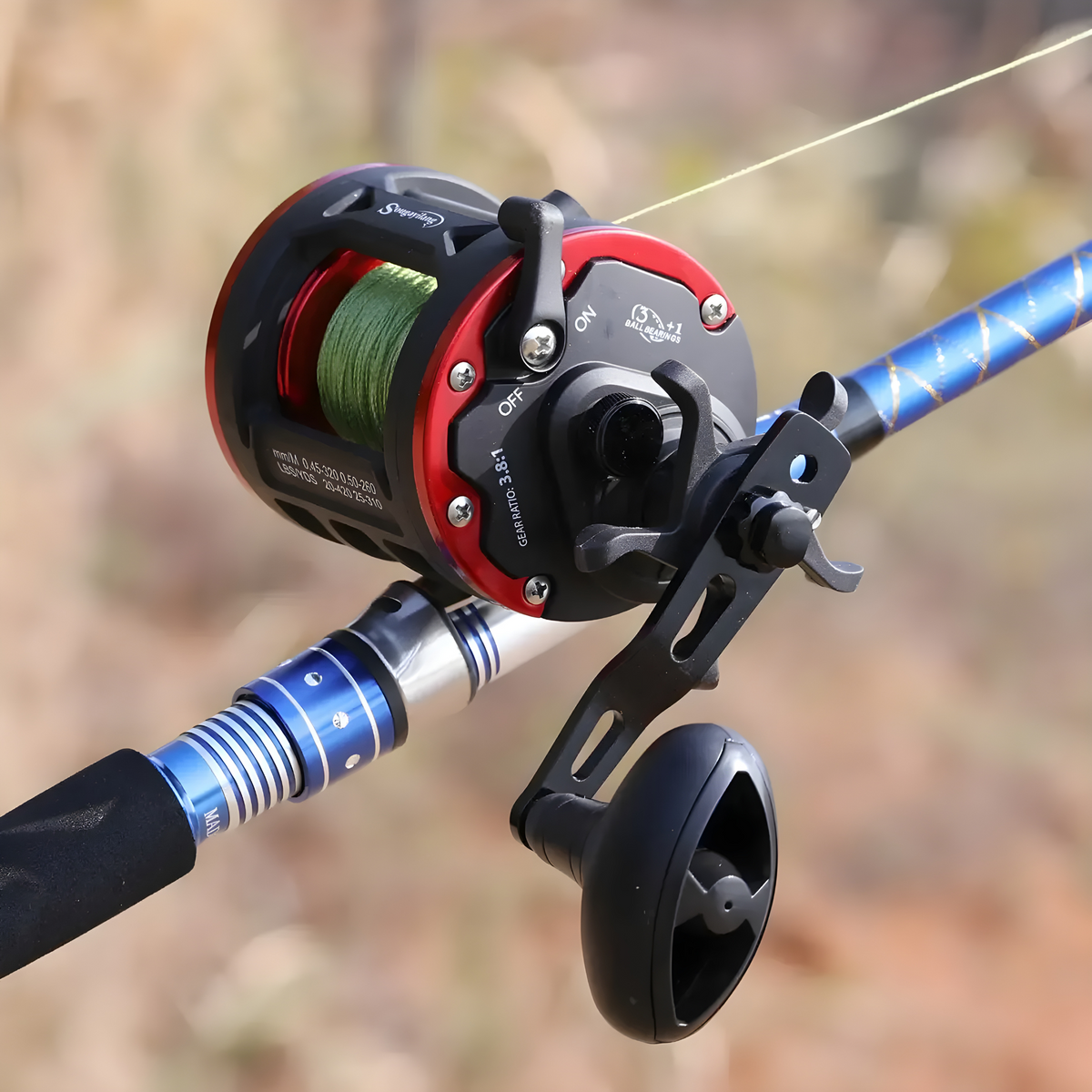 Carretilha Perfil Alto Drag 28kg 3+1 Rolamentos Corpo Em Alumínio