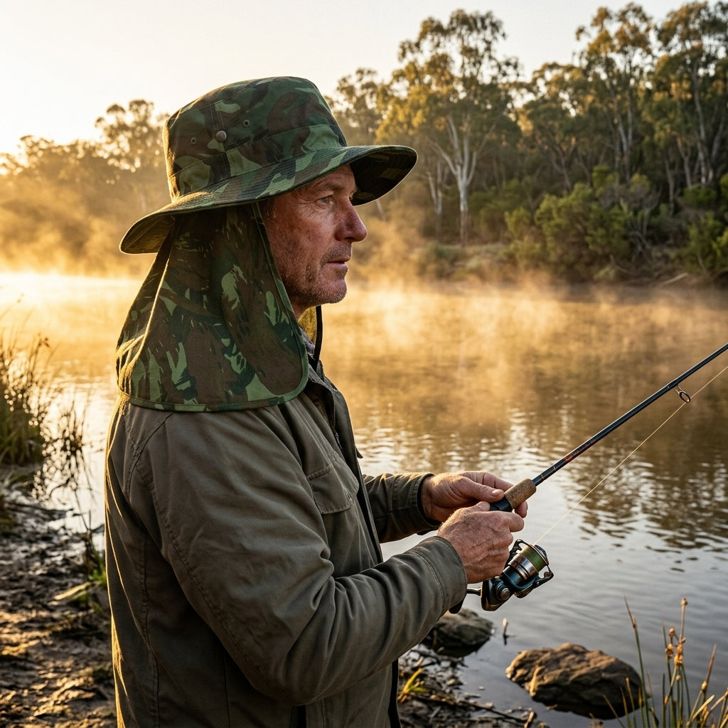Chapéu Pescador Camping Australiano Com Proteção De Nuca UV50+