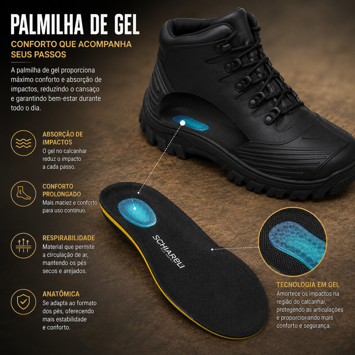 Coturno Militar Masculino 990 Couro Resistente Para Trilha E Camping