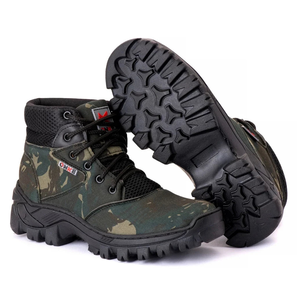 Coturno Adventure Masculino Camuflado Verde Para Trilha, Camping E Uso Outdoor