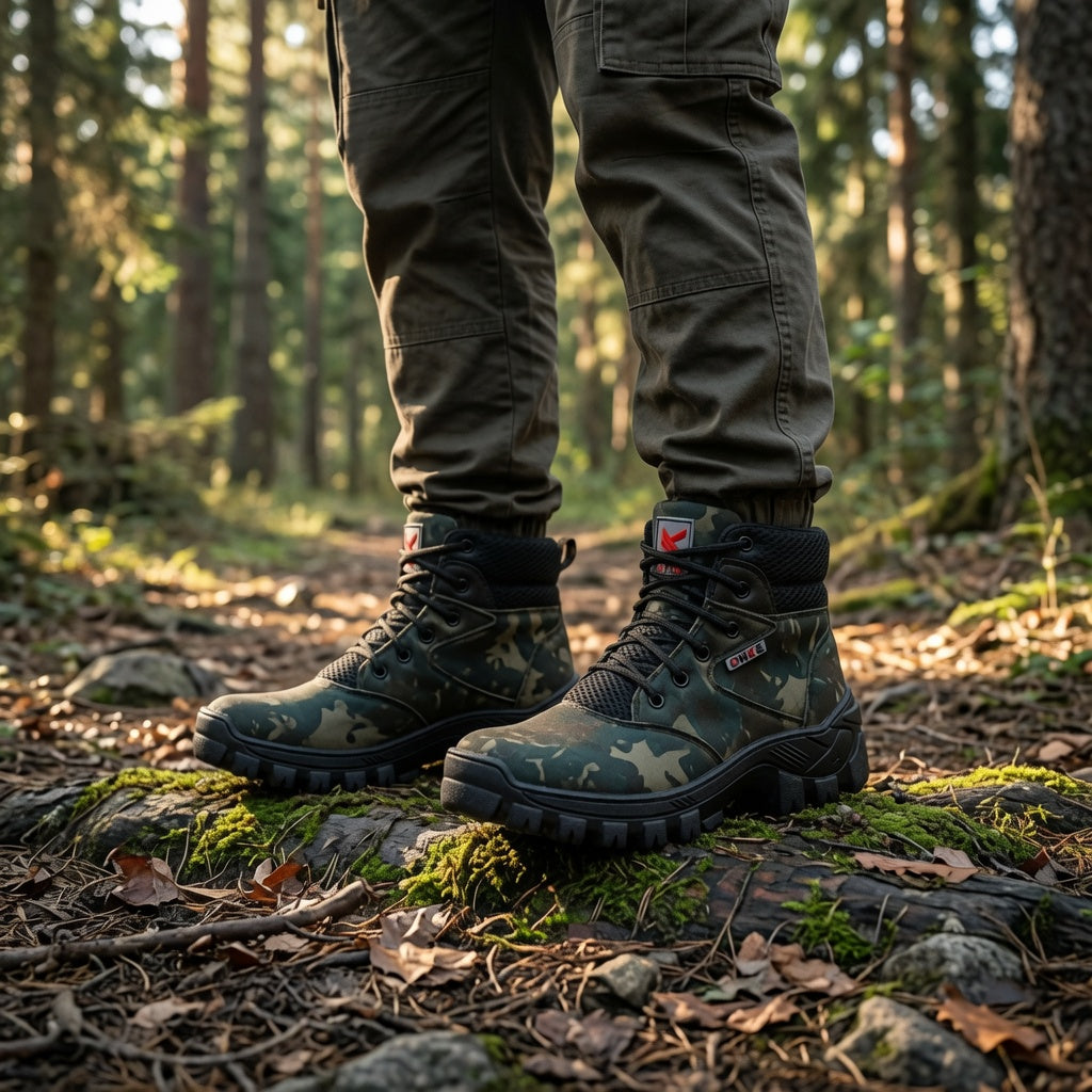 Coturno Adventure Masculino Camuflado Verde Para Trilha, Camping E Uso Outdoor