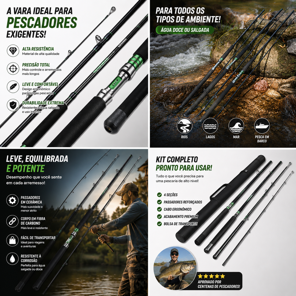Vara de Pesca Sougayilang 2,18m em Carbono – 2 Partes Para Molinete E Carretilha